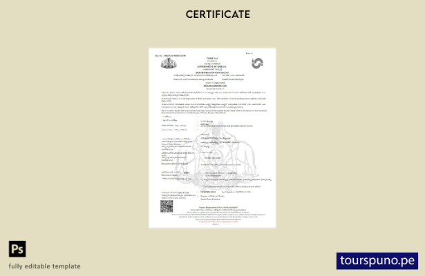listo para imprimir plantilla de certificado de defunción del Gobierno de Kerala